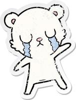 distressed sticker of a crying polar bear cartoon vector