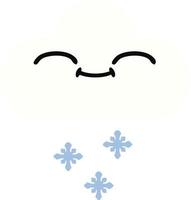 flat color retro cartoon snow cloud vector