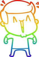 rainbow gradient line drawing cartoon excited man vector