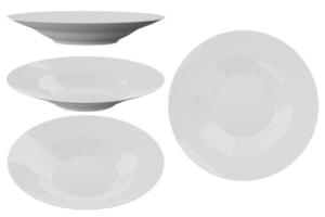 set of white plate on a white background photo