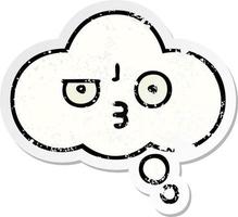 distressed sticker of a cute cartoon thought bubble vector