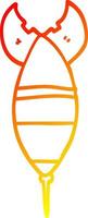 warm gradient line drawing cartoon rocket vector