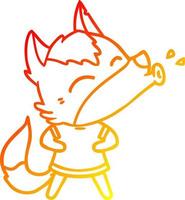 warm gradient line drawing howling wolf cartoon vector