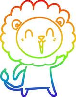 rainbow gradient line drawing laughing lion cartoon vector