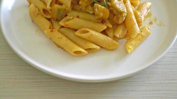 pumpkin penne pasta alfredo sauce - vegan and vegetarian food style