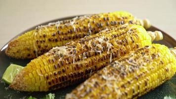 barbecue and grilled corn with cheese and lime on plate video