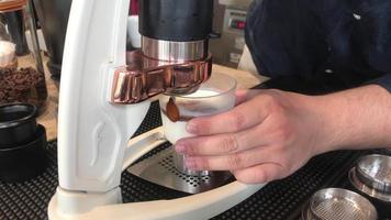 pouring coffee in milk cream for making dirty coffee video