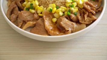 fried rice with pork sliced and corn in Japanese style video