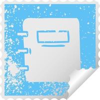 distressed square peeling sticker symbol note book vector