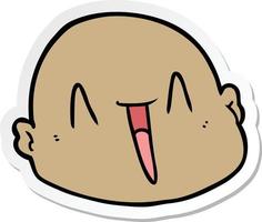 sticker of a cartoon bald man vector