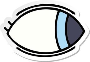 sticker of a cute cartoon eye looking to one side vector