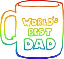 taza del mejor papá del mundo del dibujo lineal del gradiente del arco iris vector