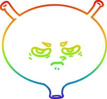 rainbow gradient line drawing cartoon angry bladder vector