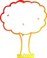 warm gradient line drawing cartoon tree vector