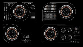 gráfico de movimento da tela de interface de tecnologia hud ui com gráfico de elementos futuristas e fundo abstrato do painel de bate-papo canal alfa incluído