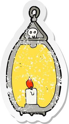 retro distressed sticker of a cartoon spooky lantern