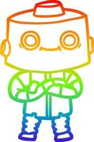 rainbow gradient line drawing cartoon robot vector