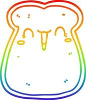 rainbow gradient line drawing cute cartoon slice of toast vector