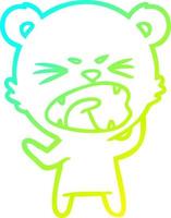 cold gradient line drawing angry cartoon bear shouting vector