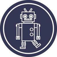 dancing robot circular icon vector