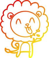 warm gradient line drawing happy cartoon lion vector