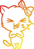 warm gradient line drawing cartoon cat vector