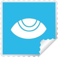 square peeling sticker cartoon eye looking up vector