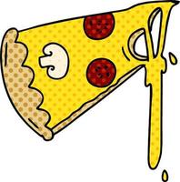 quirky comic book style cartoon slice of pizza vector