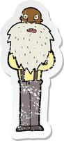 retro distressed sticker of a cartoon bearded old man vector