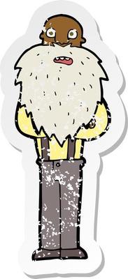 retro distressed sticker of a cartoon bearded old man