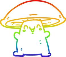 rainbow gradient line drawing cartoon mushroom character vector