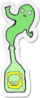 sticker of a cartoon ghost in bottle vector