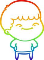 rainbow gradient line drawing cartoon happy boy vector