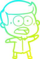 cold gradient line drawing cartoon shocked man vector