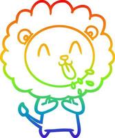 rainbow gradient line drawing happy cartoon lion vector