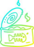 cold gradient line drawing cartoon tin of tuna vector