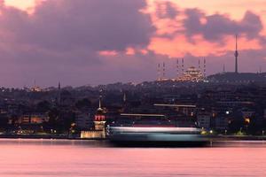 Maidens Tower and Camlica Mosque in Istanbul, Turkey photo