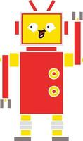 flat color retro cartoon robot vector