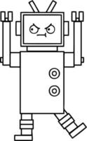 line drawing cartoon robot vector