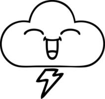 line drawing cartoon thunder cloud vector