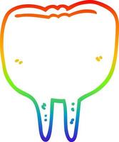 rainbow gradient line drawing cartoon tooth vector