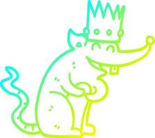 cold gradient line drawing cartoon rat king laughing vector