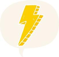 cartoon lightning bolt and speech bubble in retro style vector