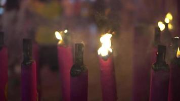 Red dragon joss stick burn in night video