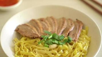 dried duck noodles in white bowl  - Asian food style video