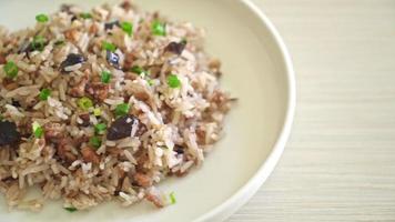 arroz frito con aceitunas chinas y carne de cerdo picada - estilo de comida asiática video
