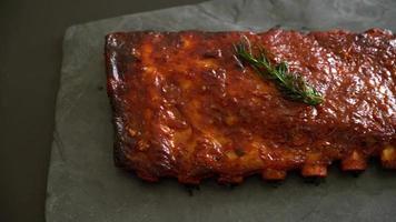 grilled and barbecue ribs pork with BBQ sauce video
