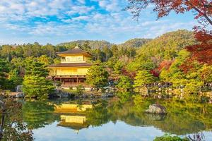 Beautiful of Kinkakuji temple or the golden Pavilion in Autumn foliage season, landmark and famous for tourist attractions in Kyoto, Kansai, Japan photo