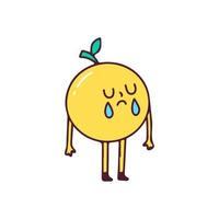 Cute lemon character crying, illustration for t-shirt, sticker, or apparel merchandise. With doodle, retro, and cartoon style. vector