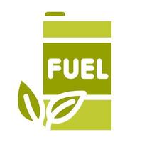 barril verde de biocombustible con palabra combustible y hojas verdes. industria respetuosa del medio ambiente, medio ambiente y energía alternativa vector